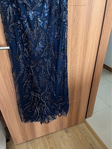 Lacivert taşlı abiye elbise - Görsel 7