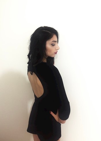 Pull and bear kadife siyah mini tulum - Görsel 6