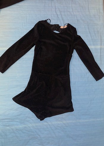 Pull and bear kadife siyah mini tulum - Görsel 2