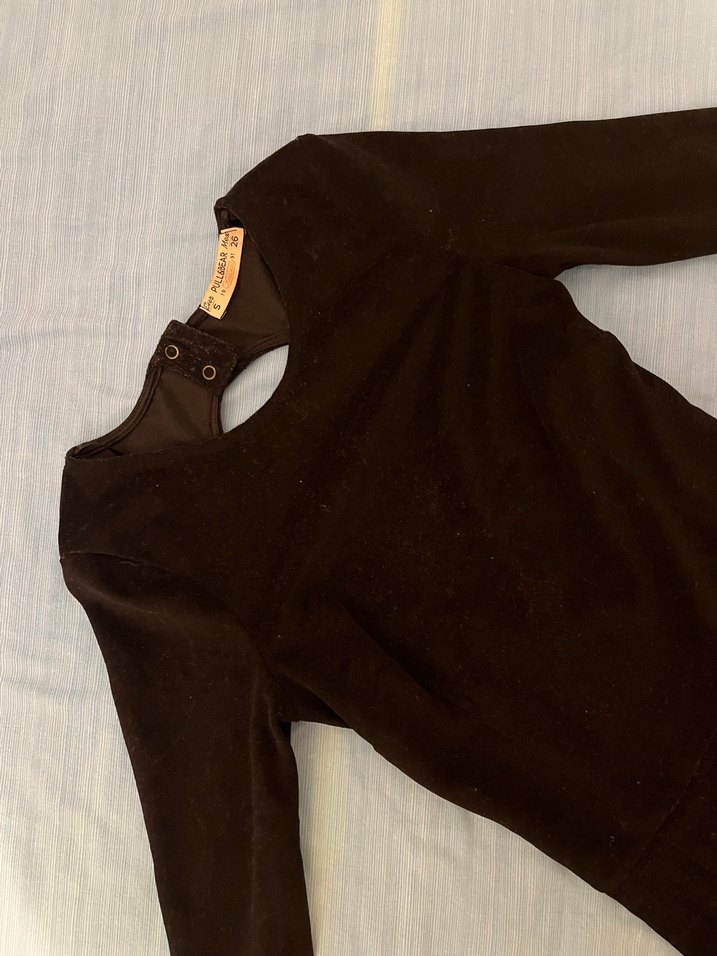 Pull and bear kadife siyah mini tulum - Görsel 4