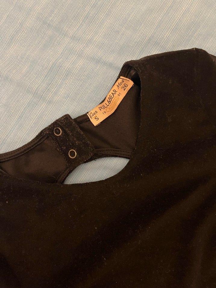 Pull and bear kadife siyah mini tulum - Görsel 5