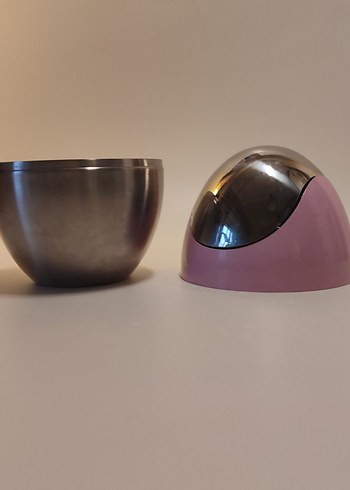 Pembe Gri Metal Çöp Kovası sifir - Görsel 2