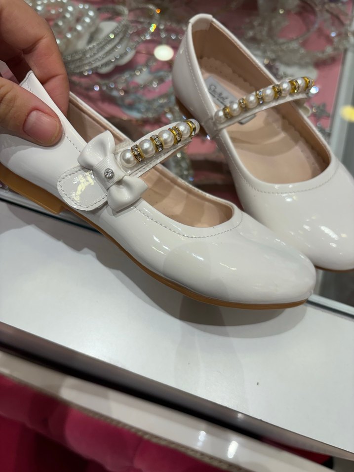 İnci Detaylı Beyaz Kız Çocuk Babet - Görsel 2