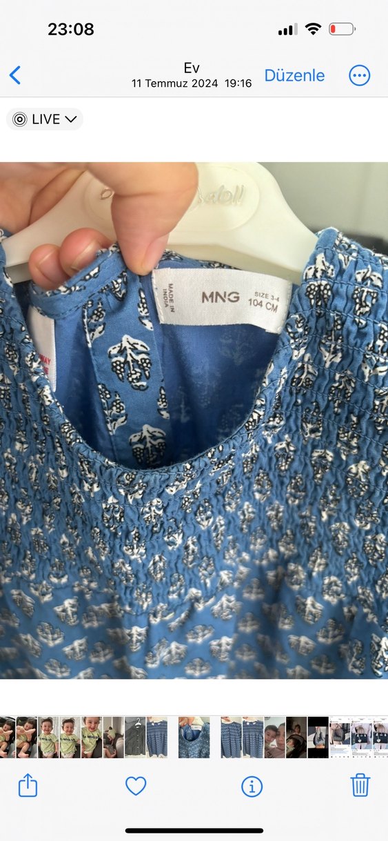 Kız Çocuk mango tam pamuk Elbise - Görsel 3