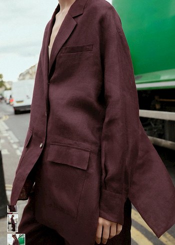 Zara  Uzun Kadın keten ceket - Görsel 4