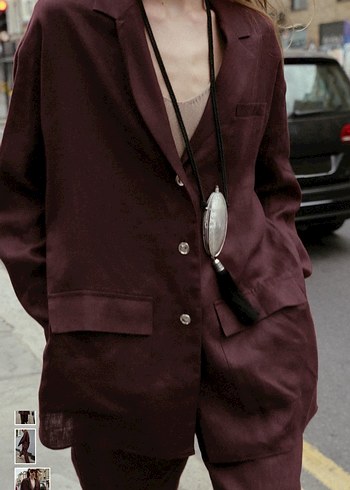 Zara  Uzun Kadın keten ceket - Görsel 3