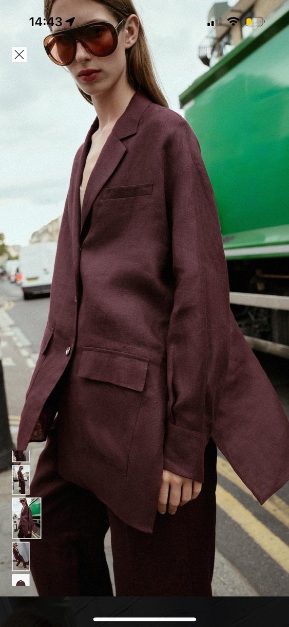 Zara  Uzun Kadın keten ceket - Görsel 4