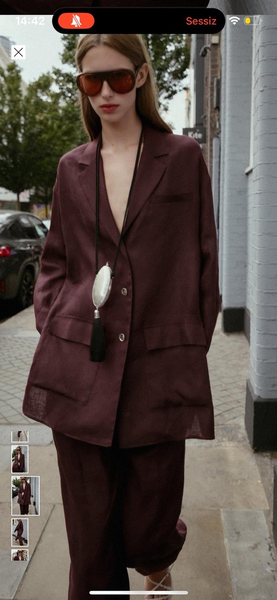 Zara  Uzun Kadın keten ceket - Görsel 2