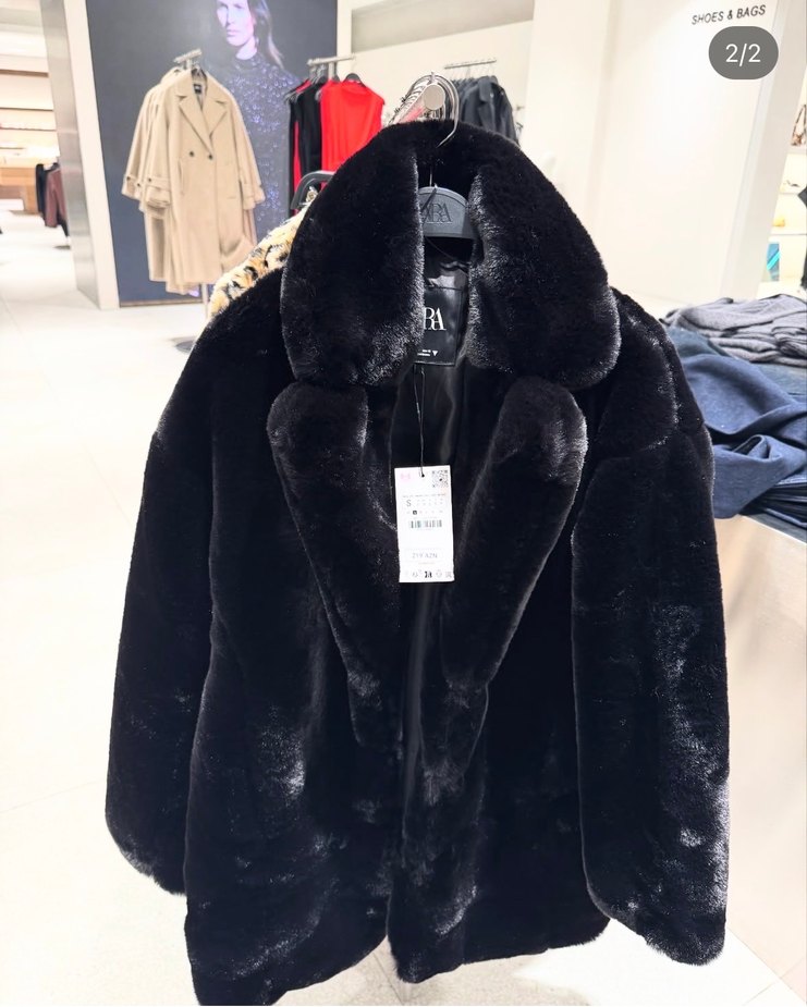 Zara Siyah Kadın Peluş Kaban - Görsel 4