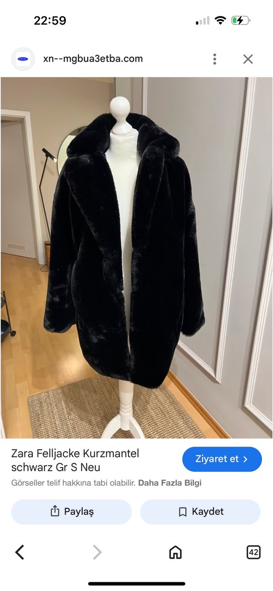 Zara Siyah Kadın Peluş Kaban - Görsel 2