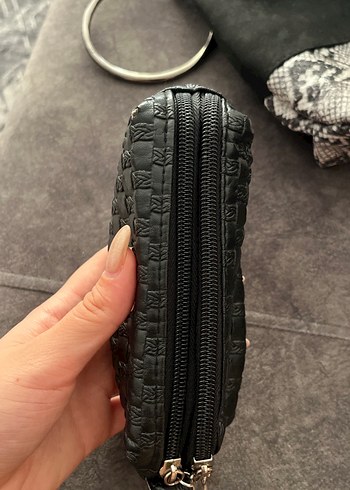 D&G Gri Deri Yılan Desenli Fermuarlı Çanta - Görsel 3