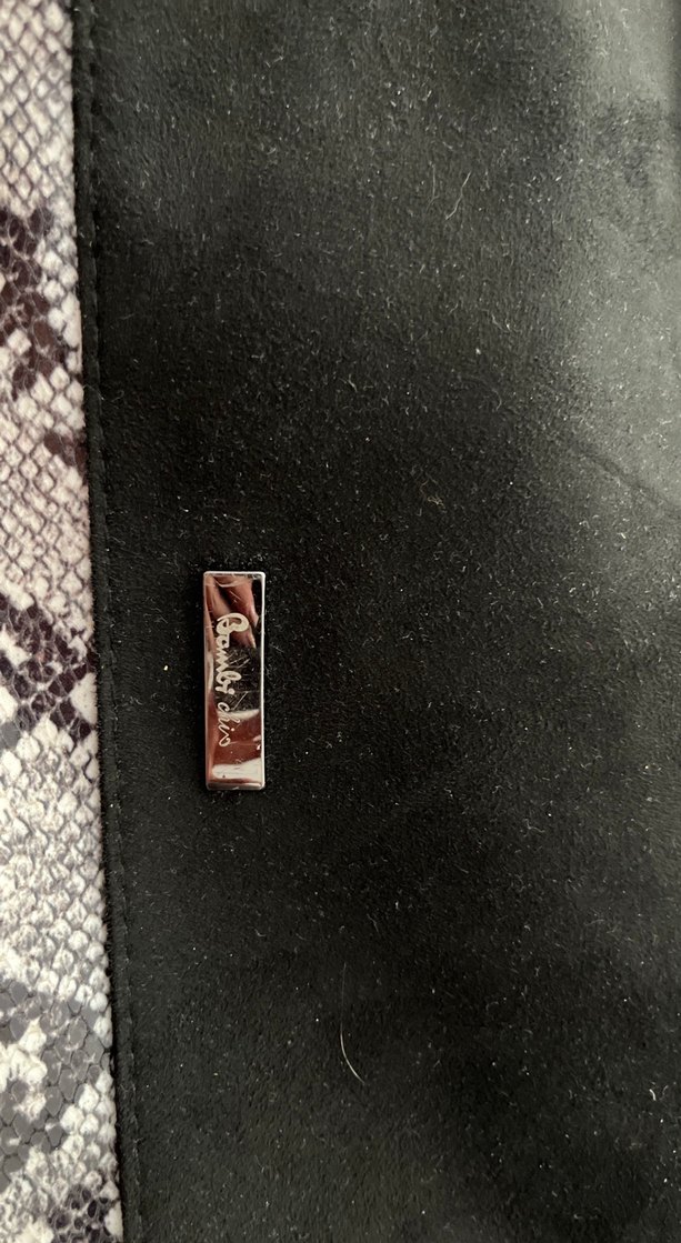 Gri Yılan Desenli Fermuarlı Deri Kadın Çanta - Görsel 2