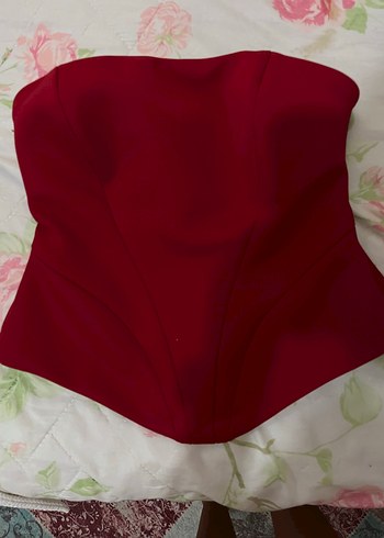 Zara Bordo Drapeli Straplez Büstiyer