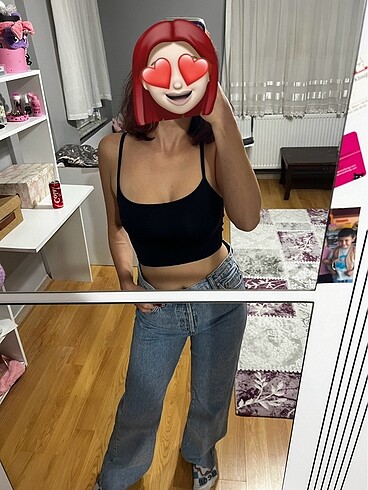 m Beden mavi Renk Bol paça kot pantolon