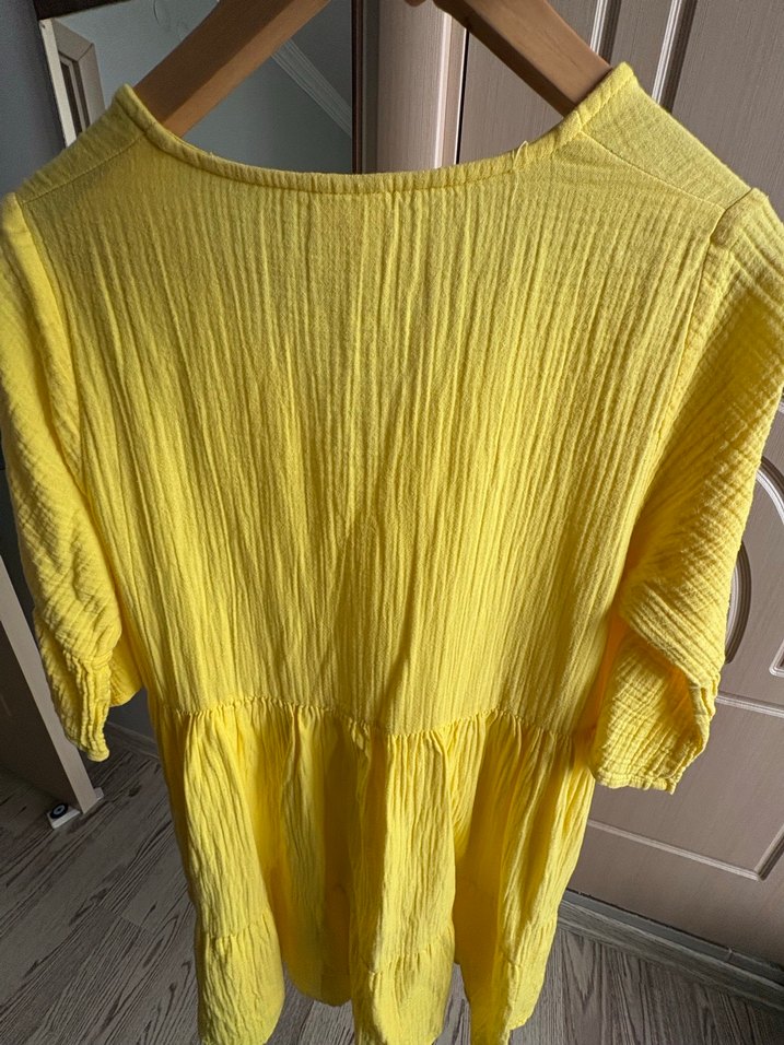 Sarı V Yaka Midi Bohem Elbise - Görsel 4