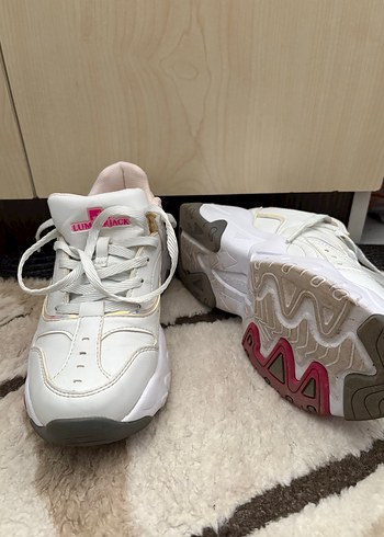 Beyaz Bağcıklı Yüksek Topuklu Kadın Spor Ayakkabı - Görsel 3