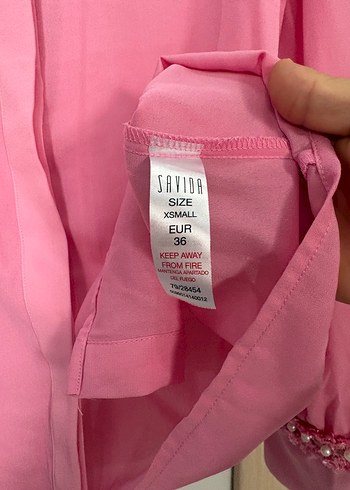 Pembe Nakışlı Uzun Kollu Kadın Gömlek - Görsel 4