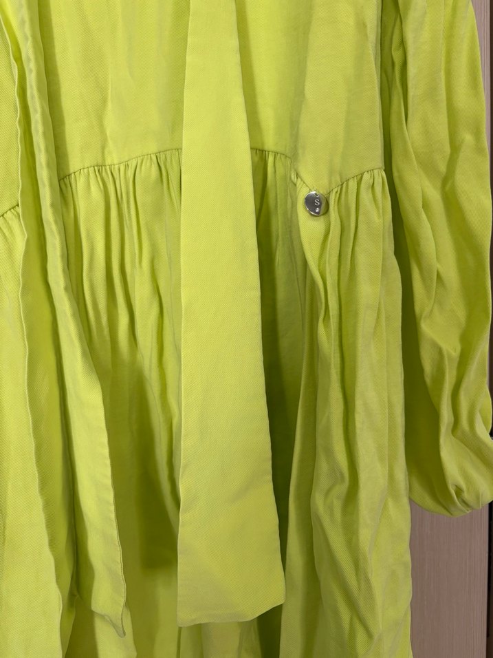 Yeşil Saten Salaş Midi Hamile Elbisesi - Görsel 3