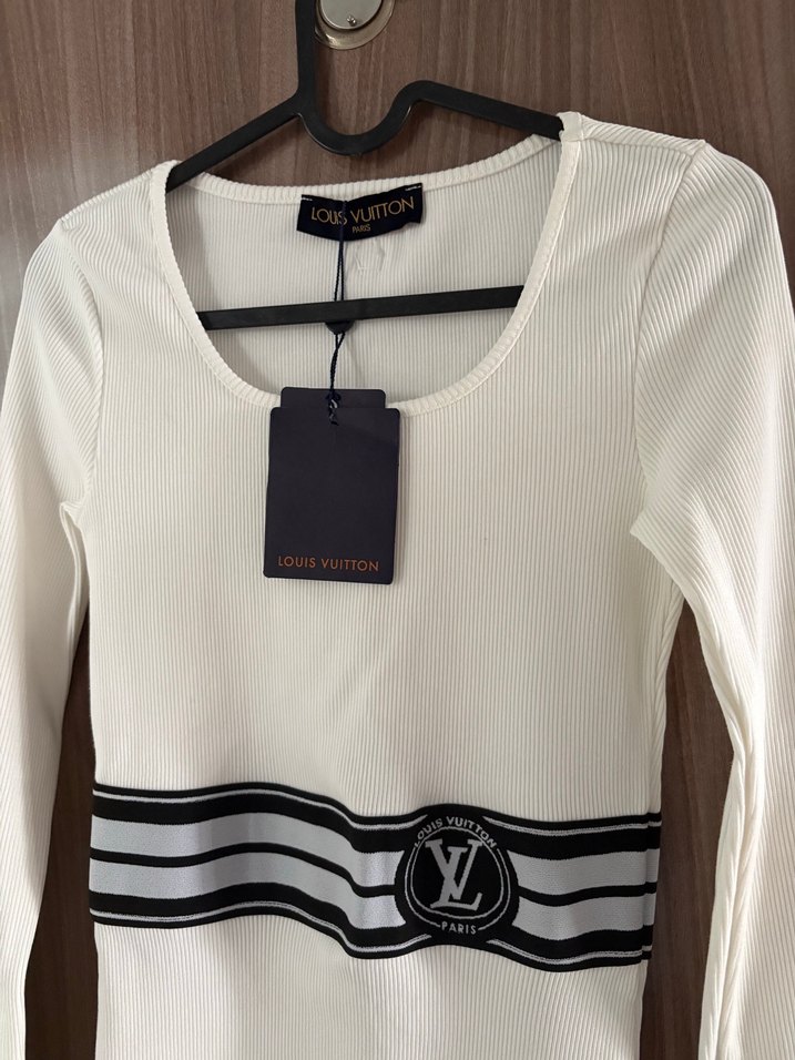 Beyaz yuvarlak Yaka Kemerli Midi Elbise - Görsel 2