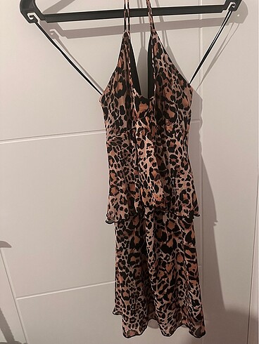 xs Beden çeşitli Renk Leopar elbise tül detaylı