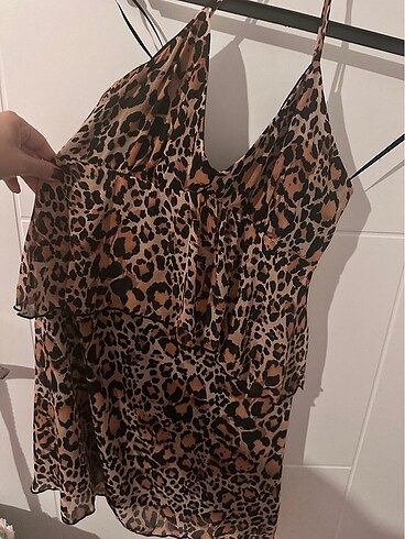 xs Beden Leopar elbise tül detaylı