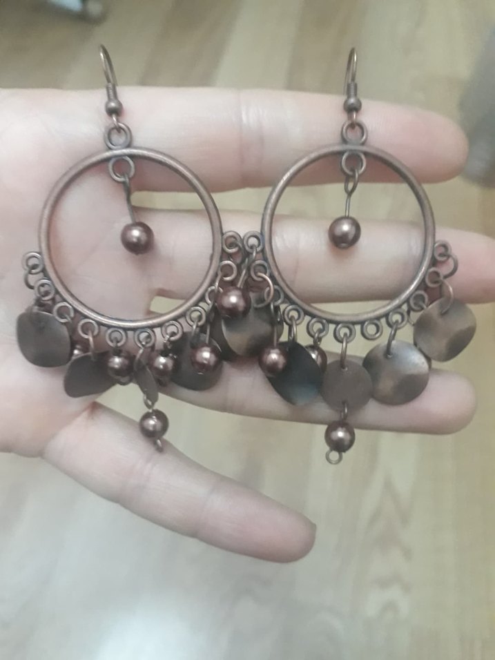 Bohem Bronz Halka Sallantılı Küpe — görsel 2/2