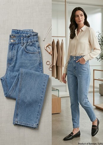 Defacto Acik Mavi Yuksek Bel Denim Jean