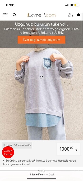 Lamelif gri sweat