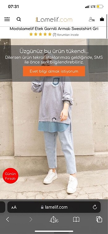 xl Beden gri Renk Lamelif gri sweat