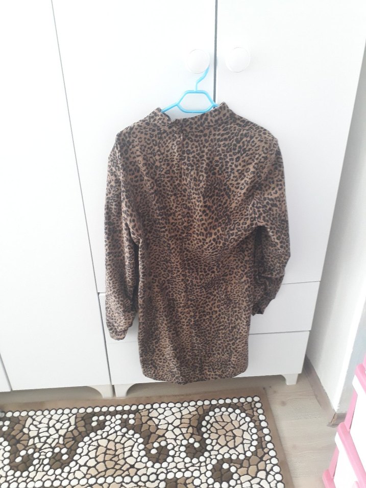 zara dramalı leopar desenlik çok şık elbise - Görsel 5