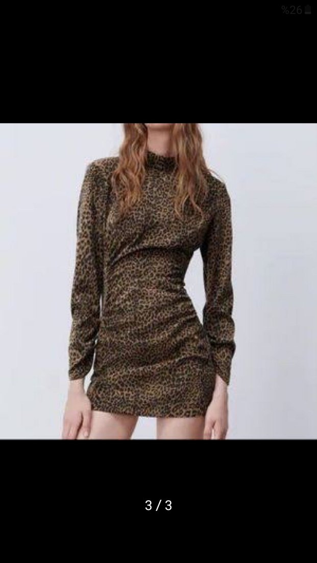 zara dramalı leopar desenlik çok şık elbise - Görsel 3