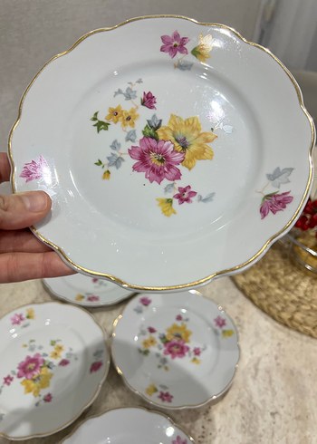 Baveria Çiçek Desenli Beyaz Porselen Tabak Seti - Görsel 2