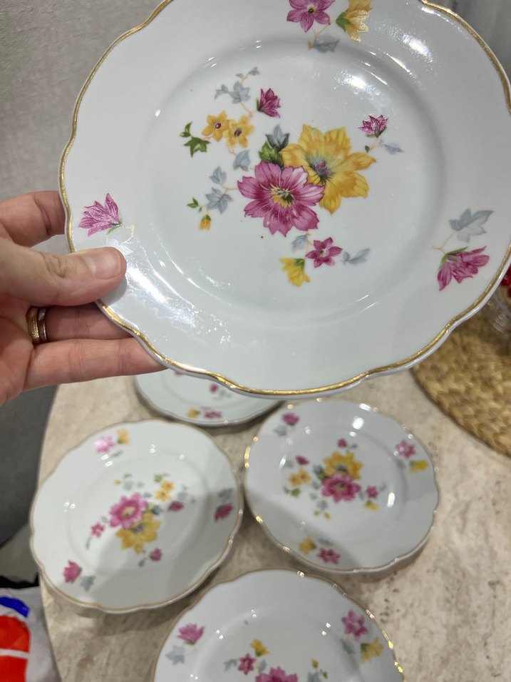 Baveria Çiçek Desenli Beyaz Porselen Tabak Seti - Görsel 3