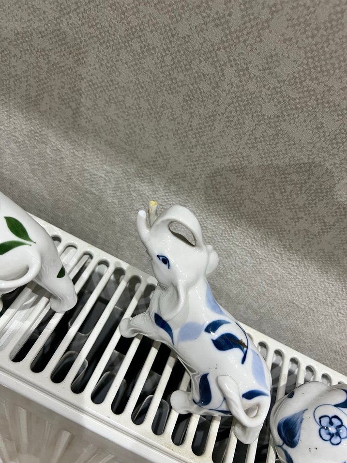 Renkli Desenli Beyaz Fil Biblo Seti - Görsel 3