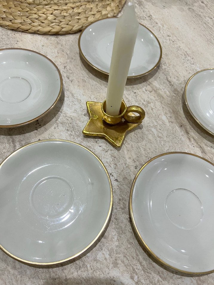 Antika Modern Klasik Beyaz Tabak Seti 5 parça - Görsel 4