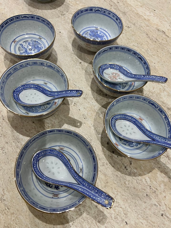 Japon Koyu Mavi Yılan Desenli Seramik Kase 6 lı - Görsel 4