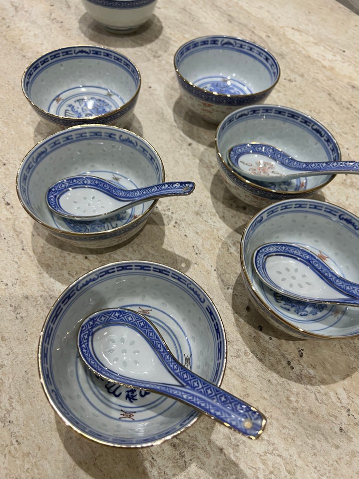 Japon Koyu Mavi Yılan Desenli Seramik Kase 6 lı - Görsel 3