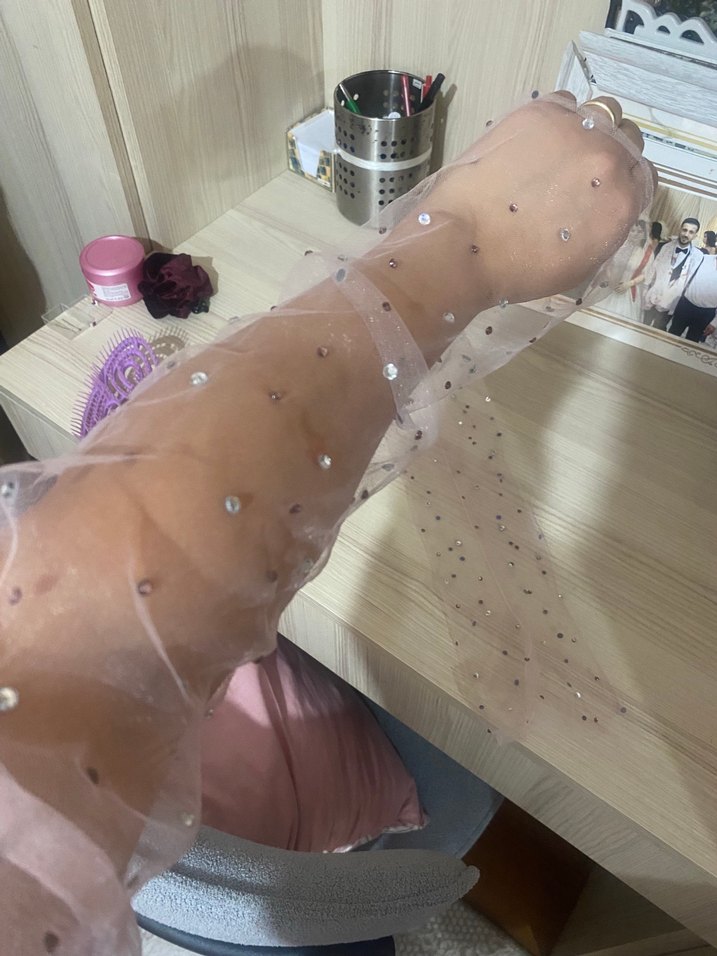 Pudra Pembe Saten Abiye Elbise — görsel 4/9