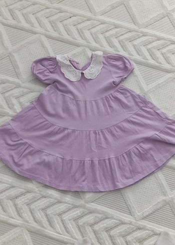 Kız Çocuk Lila Fırfırlı Örme Elbise - Görsel 2