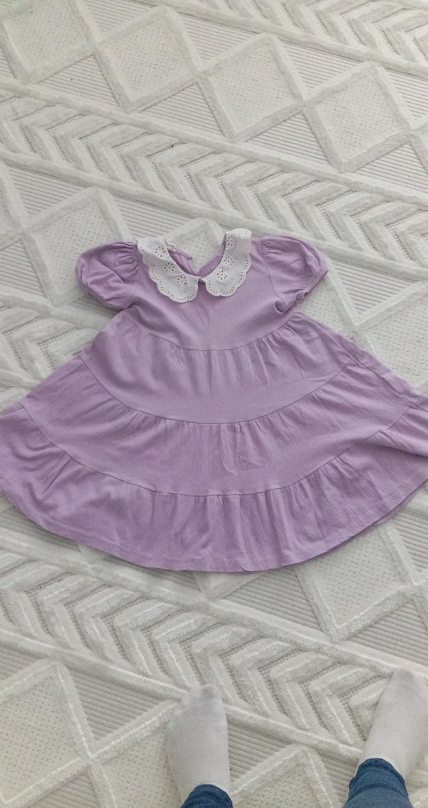 Kız Çocuk Lila Fırfırlı Örme Elbise - Görsel 2