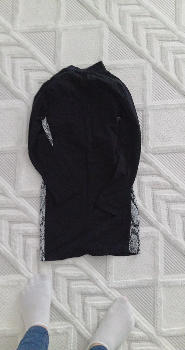 Yılan Desenli Siyah Hamile Midi Tunik - Görsel 3