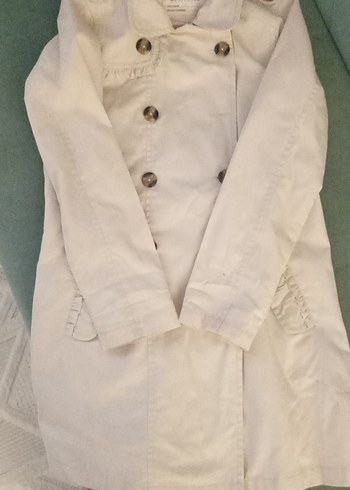 Düğmeli Beyaz Midi Trençkot - Görsel 2