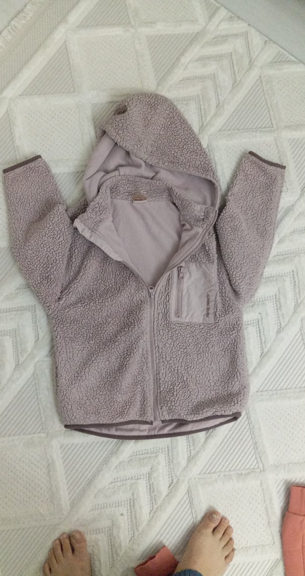 Kız Çocuk Gri Kapüşonlu Fermuarlı Ceket - Görsel 2