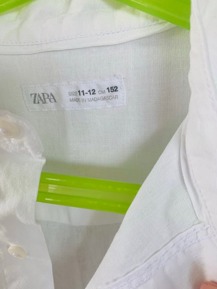 Düğmeli Beyaz Keten erkek çocuk Gömlek - Görsel 5