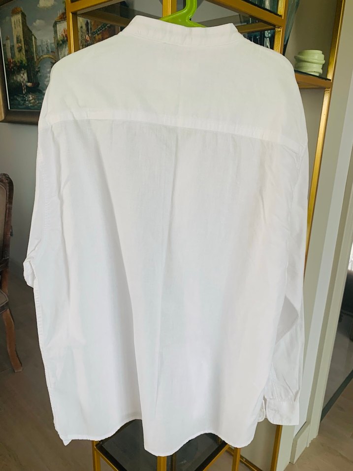 Düğmeli Beyaz Keten erkek çocuk Gömlek - Görsel 2