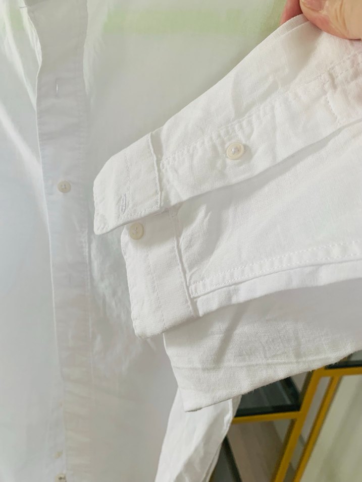 Düğmeli Beyaz Keten erkek çocuk Gömlek - Görsel 3
