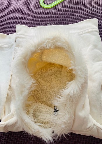 Kız Çocuk Beyaz Kürklü Kapüşonlu Sweatshirt - Görsel 8