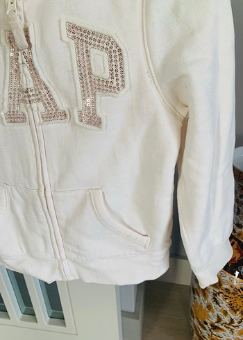 Kız Çocuk Beyaz Kürklü Kapüşonlu Sweatshirt - Görsel 2