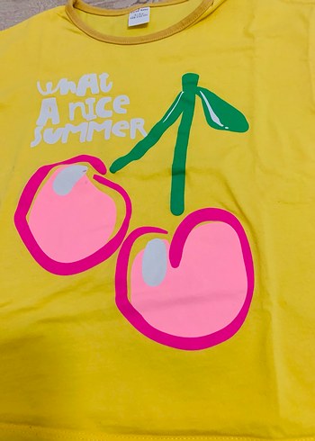 Sarı Kız Çocuk Kısa Kollu Baskılı Tişört - Görsel 4