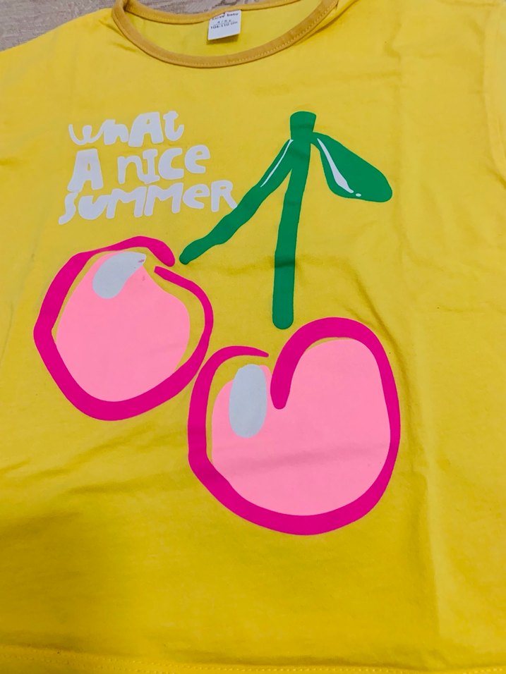 Sarı Kız Çocuk Kısa Kollu Baskılı Tişört - Görsel 4